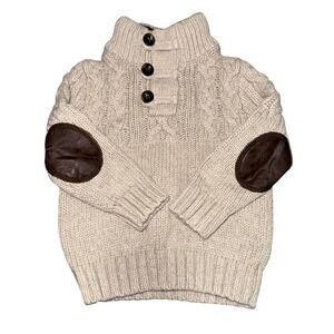 babyGap Toddler Boys Girls Tan Cable Knit Sweater Elbow Patches 18 24 Months‎